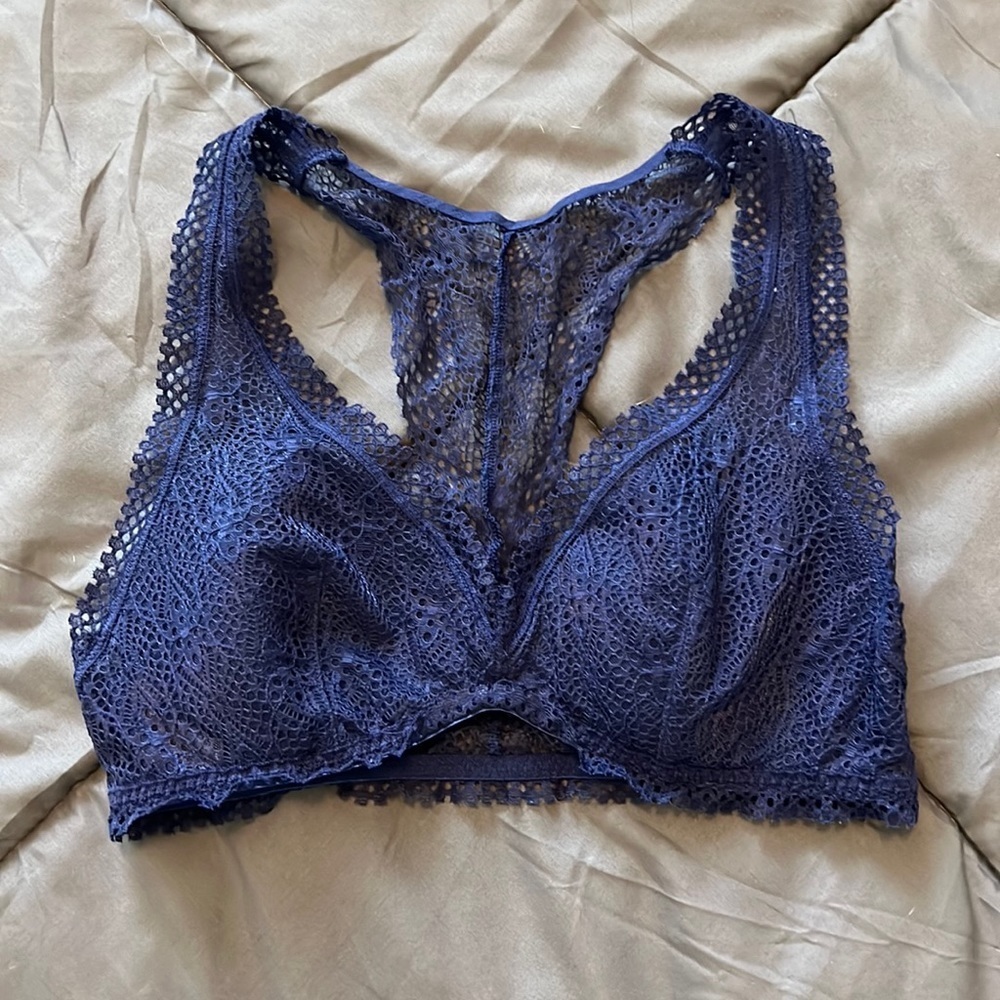 VS Racerback Lace Bralette Blue Size Small